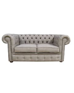 Chesterfield 2 Seater Sofa Settee Charles Linen Nutmeg Grey Fabric In Classic Style