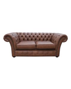 Chesterfield 2 Seater Sofa Settee Etna Bourbon Brown Leather In Balmoral Style