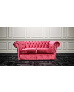 Chesterfield 2 Seater Sofa Settee Modena Pillarbox Red Velvet In Classic Style