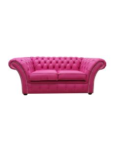 Chesterfield 2 Seater Sofa Settee Vele Fuchsia Pink Leather In Balmoral Style