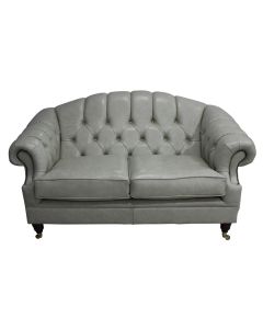 Chesterfield 2 Seater Stella Ice Leather Sofa Settee Bespoke In Victoria Style