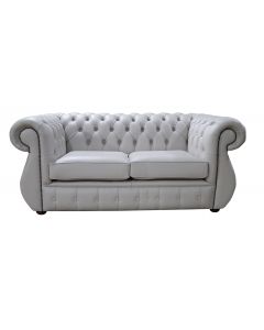 Chesterfield 2 Seater Vele Cloud Grey Leather Sofa Bespoke In Kimberley Style