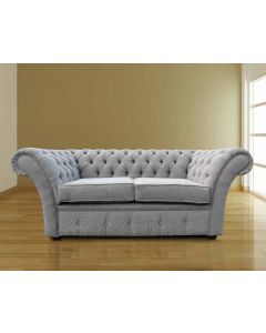 Chesterfield 2 Seater Verity Plain Silver Fabric Sofa Settee Bespoke In Balmoral Style