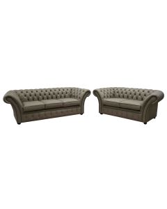 Chesterfield 3+2 Seater Shelly Burnt Oak Leather Sofa Suite In Balmoral Style