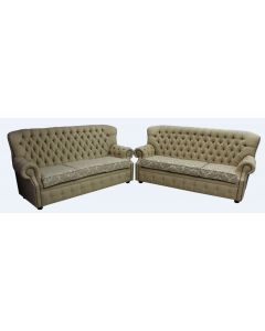 Chesterfield 3+3 Seater Cadiz Mink Fabric Sofa Suite Bespoke In Monks Style