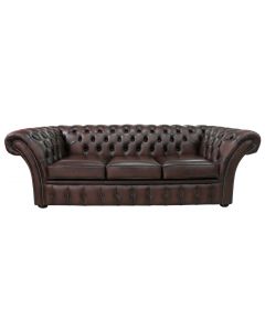 Chesterfield 3 Seater Antique Brown Leather Sofa Bespoke In Balmoral Style 