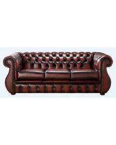 Chesterfield 3 Seater Antique Light Rust Leather Sofa Bespoke In Kimberley Style