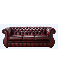 Chesterfield 3 Seater Antique Oxblood Leather Sofa Bespoke In Kimberley Style