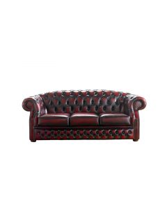 Chesterfield 3 Seater Oxblood Red Leather Sofa Bespoke In Buckingham Style