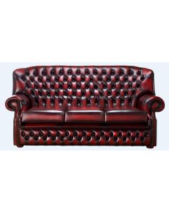Chesterfield 3 Seater Antique Oxblood Red Leather Sofa Bespoke In Monks Style