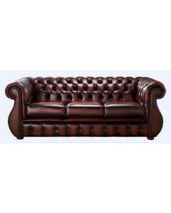 Chesterfield 3 Seater Antique Rust Leather Sofa Bespoke In Kimberley Style