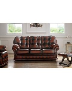 Chesterfield 3 Seater Antique Rust Leather Sofa Bespoke In Knightsbr­idge Style
