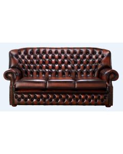 Chesterfield 3 Seater Antique Rust Leather Sofa Bespoke In Monks Style