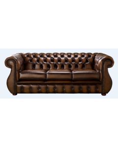 Chesterfield 3 Seater Antique Tan Leather Sofa Bespoke In Kimberley Style