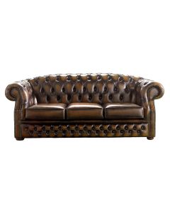 Chesterfield 3 Seater Autumn Tan Leather Sofa Bespoke In Buckingham Style