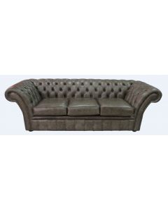 Chesterfield 3 Seater Bronx High Plains Leather Sofa Settee In Balmoral Style  