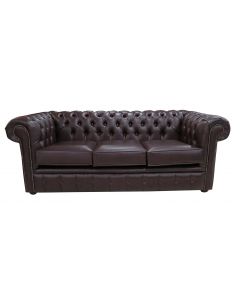 Chesterfield 3 Seater Burgandy Bonded Leather Sofa Bespoke In Classic Style