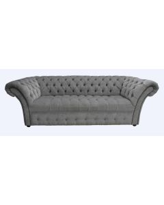 Chesterfield 3 Seater Buttoned Seat Sofa Pimlico Grey Fabric In Balmoral Style