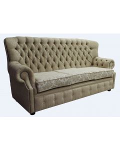 Chesterfield 3 Seater Cadiz Mink Fabric Sofa Bespoke In Monks Style