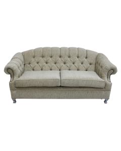 Chesterfield 3 Seater Camden Ripple Honey Fabric Sofa Bespoke In Victoria Style