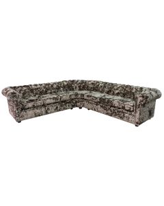 Chesterfield 3 Seater + Corner + 3 Seater Lustro Bronze Velvet Fabric Corner Sofa In Classic Style