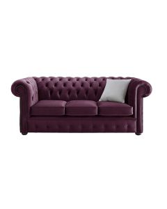 Chesterfield 3 Seater Malta Boysenberry Purple Velvet Fabric Sofa In Classic Style 