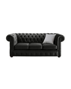 Chesterfield 3 Seater Malta Cosmic Grey Velvet Fabric Sofa In Classic Style 