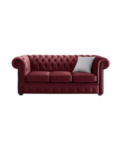 Chesterfield 3 Seater Malta Red Velvet Fabric Sofa In Classic Style 