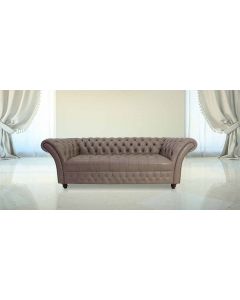 Chesterfield 3 Seater Milton Mushroom Leather Sofa Bespoke In Balmoral Style   