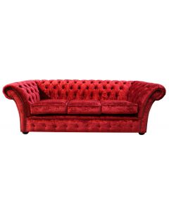 Chesterfield 3 Seater Modena Pillarbox Red Velvet Sofa In Balmoral Style  