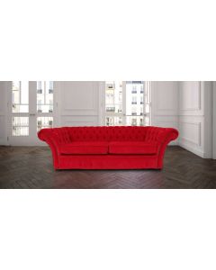 Chesterfield 3 Seater Pimlico Rouge Red Fabric Sofa Bespoke In Balmoral Style 