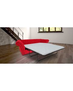 Chesterfield 3 Seater Pimlico Rouge Red Fabric Sofabed In Balmoral Style