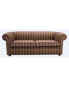 Chesterfield 3 Seater Riga 08 Thin Stripe Velvet Fabric Sofa In 2 Cushions Style