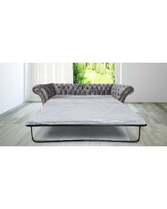 Chesterfield 3 Seater Senso Fossil Grey Fabric Sofabed In Balmoral Style