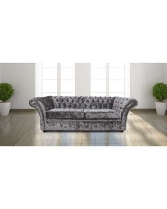 Chesterfield 3 Seater Senso Fossil Grey Velvet Fabric Sofa In Balmoral Style  