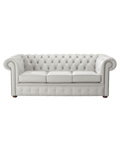 Chesterfield 3 Seater Shelly Almond Leather Sofa Bespoke In Classic Style