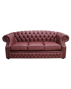 Chesterfield 3 Seater Shelly Burgandy Leather Sofa Bespoke In Buckingham Style
