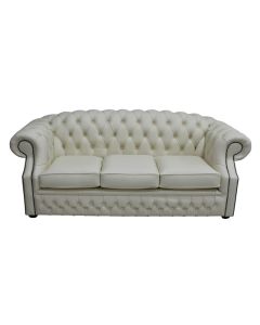 Chesterfield 3 Seater Shelly Cream Leather Sofa Custom Made In Buckingham Style