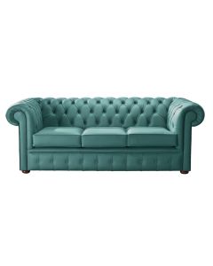 Chesterfield 3 Seater Shelly Dark Teal Leather Sofa Bespoke In Classic Style