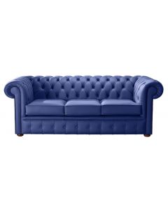 Chesterfield 3 Seater Shelly Deep Ultramarine Blue Leather Sofa Bespoke In Classic Style