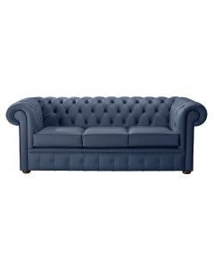 Chesterfield 3 Seater Shelly Majolica Blue Leather Sofa Bespoke In Classic Style