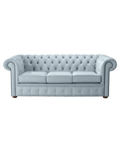 Chesterfield 3 Seater Shelly Parlour Blue Leather Sofa Bespoke In Classic Style