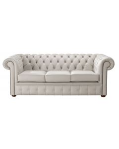 Chesterfield 3 Seater Shelly Rice Milk Leather Sofa Bespoke In Classic Style