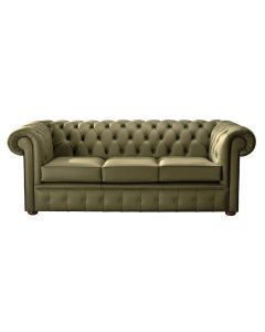 Chesterfield 3 Seater Shelly Sage Leather Sofa Bespoke In Classic Style