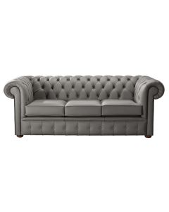 Chesterfield 3 Seater Shelly Silver Birch Leather Sofa Bespoke In Classic Style
