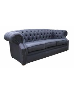 Chesterfield 3 Seater Sofa Gleneagles Plain Charcoal Fabric In Buckingham Style