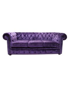 Chesterfield 3 Seater Sofa Modena Amethyst Purple Fabric In Classic Style