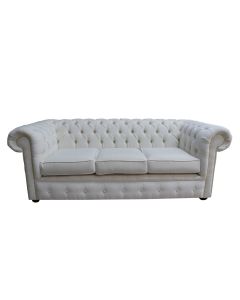 Chesterfield 3 Seater Sofa Pimlico Oyster Real Fabric In Classic Style