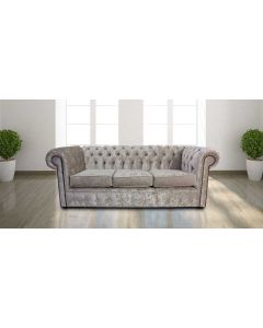 Chesterfield 3 Seater Sofa Senso Oyster Velvet Fabric In Classic Style
