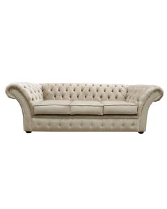 Chesterfield 3 Seater Sofa Settee Azzuro Fudge Fabric In Balmoral Style